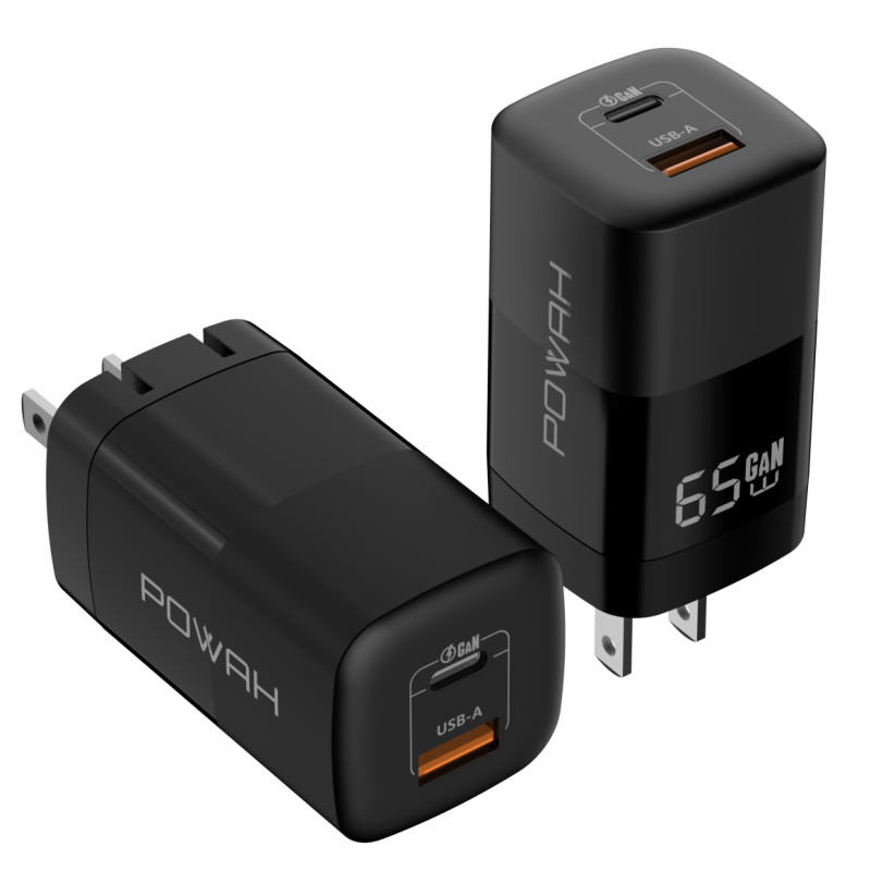 65W GaN 雙孔 1C1A 快速電源供應器